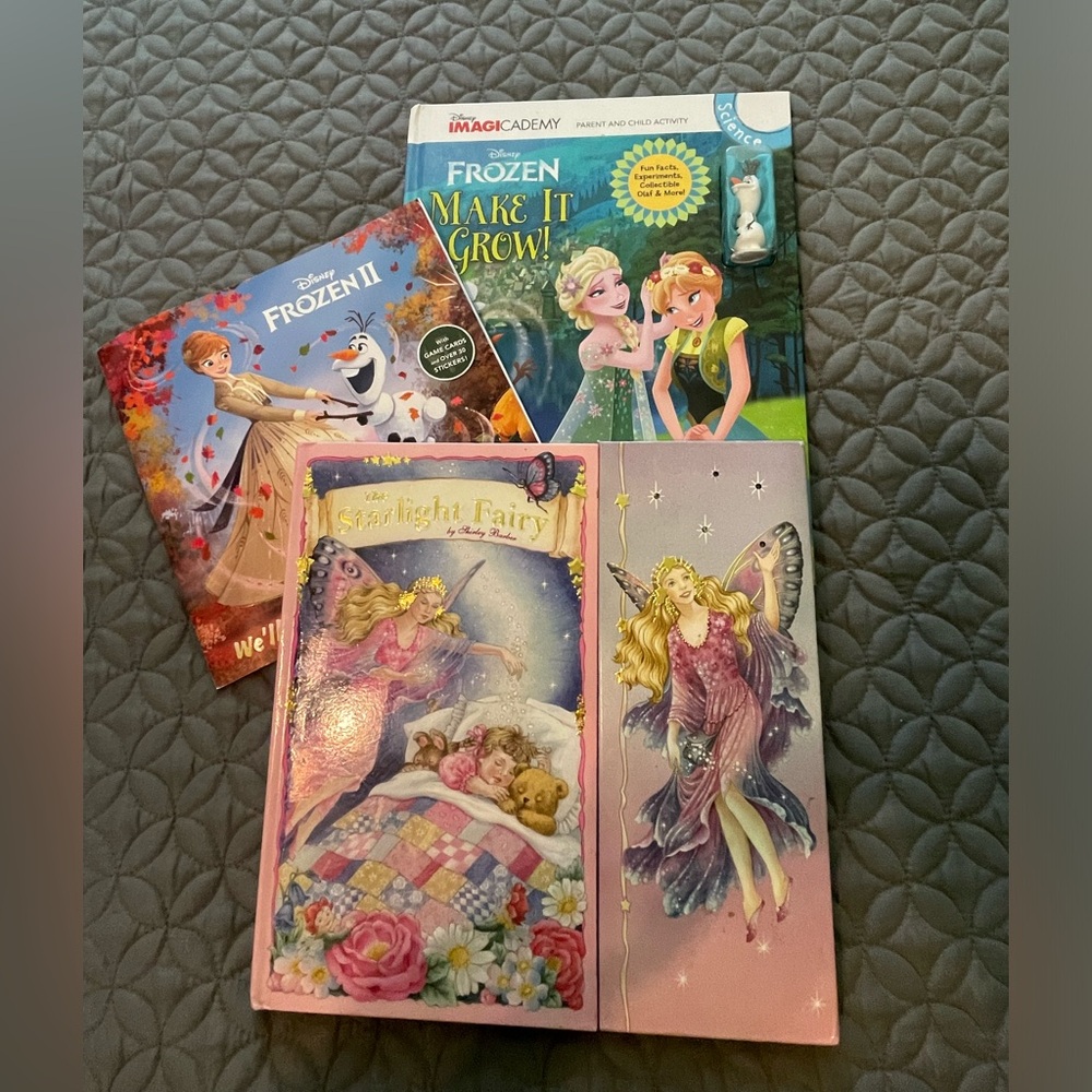 Kids books: Disney Frozen 2, Disney Frozen activity book and Starlight fairy